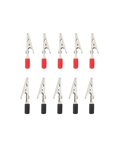 UP98237-2" 10 Amp Alligator Test Clips w/ PVC Handles, 5Red/5Black (5-Pack)