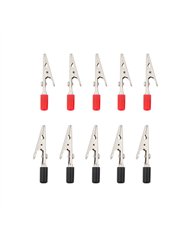 UP98237-2" 10 Amp Alligator Test Clips w/ PVC Handles, 5Red/5Black (5-Pack)