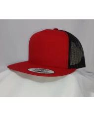 6006T- 5 PANEL CLASSICTRUCKER 2-TONE RED CROWN,BLACK MESH BACK OS