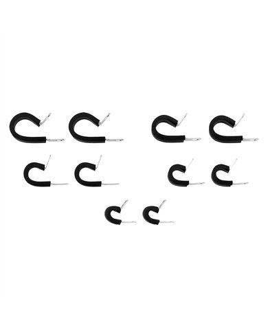 UP98257-1/4",3/8",1/2",5/8",3/4" I.D. Santoprene Insulated Clamps w/ 1/4" Mounting Hole (10-Pack)