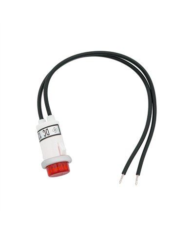UP98308-16 Amp 12V Red Warning Light w/ 1/2" Panel Mount and Leads 1 Pc.