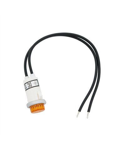 UP98309-16 Amp 12V Amber Warning Light w/ 1/2" Panel Mount and Leads 1 Pc.
