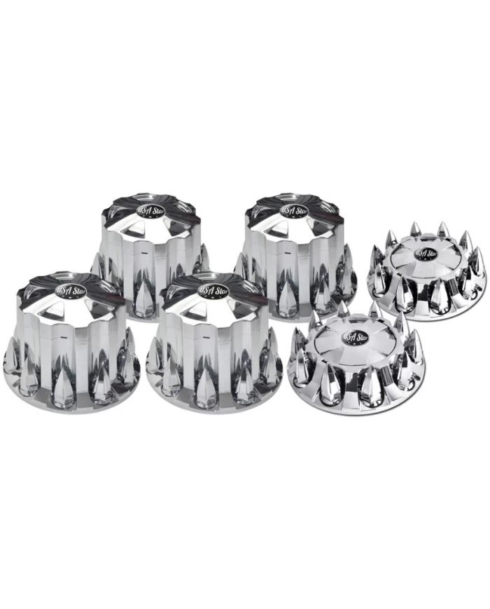 Star Axle Cover Complete Kit, Screw On 33mm Excalibur Lug Nut Covers