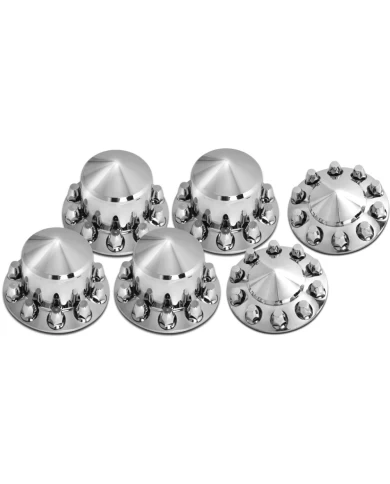 Cone Axle Cover Complete Kit, 33mm Screw On Lug Nut Covers