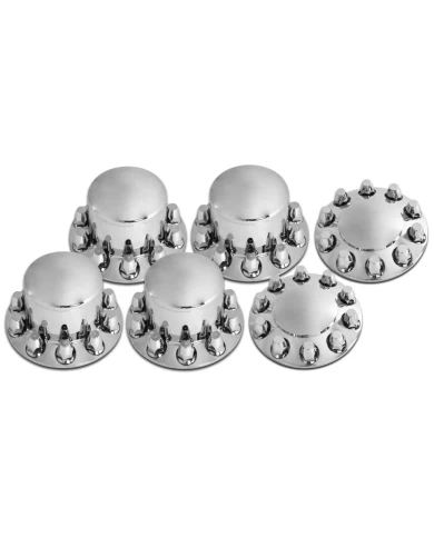 Round Axle Cover Complete Kit, Screw On 33mm Lug Nut Covers