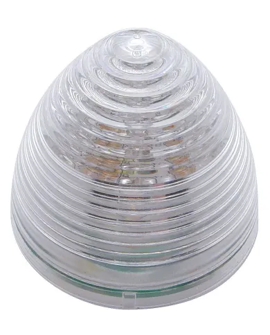 UP38367-9 LED 2" Round Beehive Light (Clearance/Marker) - Red LED/Clear Lens