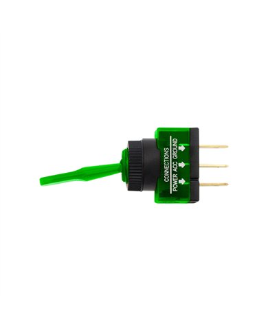 UP98353-Green Illum Toggle 20 Amp 12V S.P.S.T. On/Off 1 Pc.