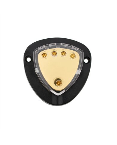 UP98439-Gold Distribution Block with (1) 4 AWG input and (4) 8 AWG outputs, Triangular Shape 1 Pc.