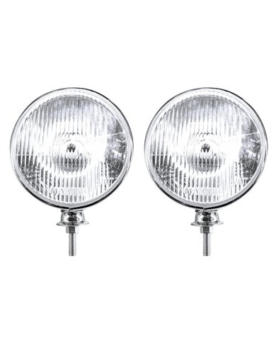 UPA5022A-7" Chrome Dietz Style Headlight With 12 Volt Flat H4 Halogen Bulb (Pair)
