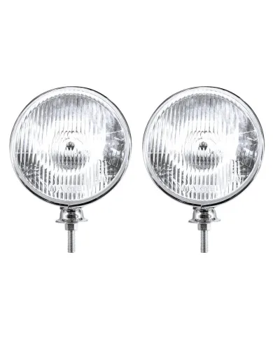 UPA5022A-7" Chrome Dietz Style Headlight With 12 Volt Flat H4 Halogen Bulb (Pair)