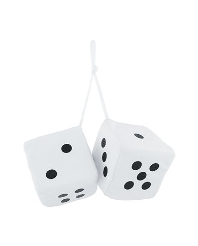 UPC5038W-3" X 3" Classic Fuzzy Dice, White (Pair)
