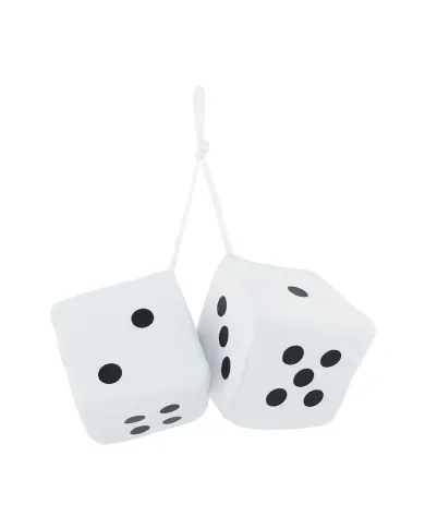 UPC5038W-3" X 3" Classic Fuzzy Dice, White (Pair)