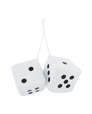UPC5038W-3" X 3" Classic Fuzzy Dice, White (Pair)