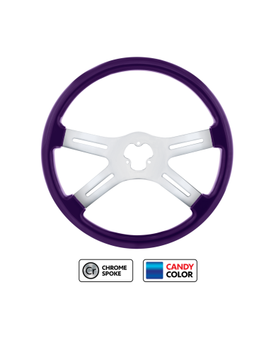 UP88073- 18" Candy Color 4 Spoke Steering Wheel - Candy Purple