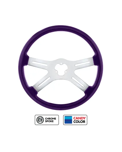 UP88073- 18" Candy Color 4 Spoke Steering Wheel - Candy Purple
