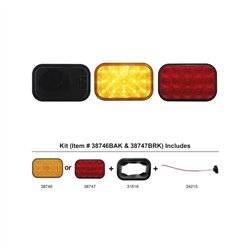 UP38746BAK-15 LED Rectangular Turn Signal Light Kit - Amber LED/Amber Lens