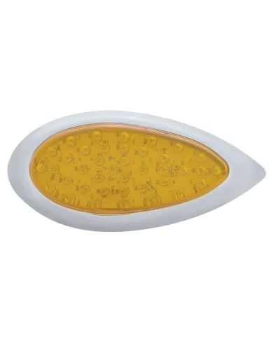 UP38805-39 LED "Teardrop" Turn Signal Light With Bezel - Amber LED/Amber Lens