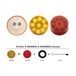 UP38849BAK-9 LED 2" Round Reflector Light Kit (Clearance/Marker) - Amber LED/Amber Lens
