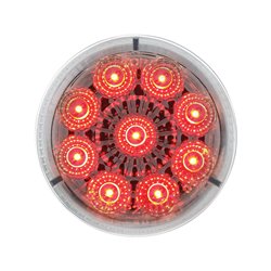 UP38852-9 LED 2" Round Reflector Light (Clearance/Marker) - Red LED/Clear Lens