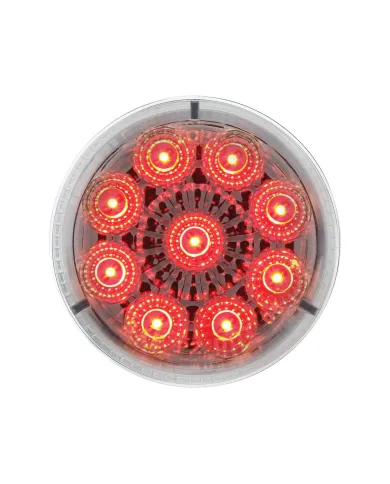 UP38852-9 LED 2" Round Reflector Light (Clearance/Marker) - Red LED/Clear Lens