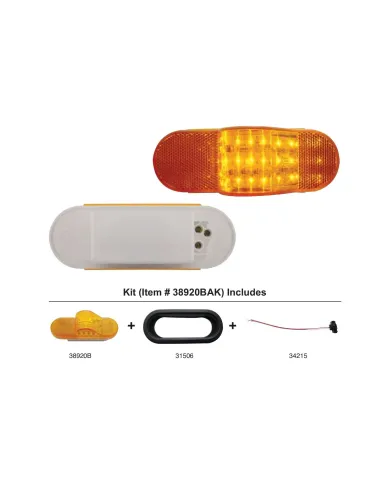 UP38920BAK-18 LED Mid-Trailer Turn Signal Light Kit - Amber LED/Amber Lens