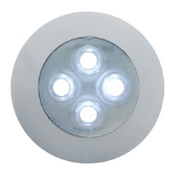 UP38936-4 LED 1-3/4" Dome Light 3" Round Bezel-White LED/Clear Lens