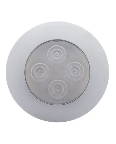 UP38936-4 LED 1-3/4" Dome Light 3" Round Bezel-White LED/Clear Lens