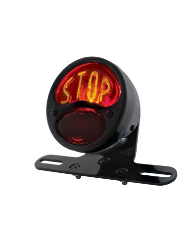UP20293-DUO Lamp Motorcycle Rear Fender Tail Light With Red Glass Lens & "STOP" Lettering