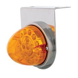 UP39618-Stainless Light Bracket With 17 LED Clear Reflector Light - Amber LED/Amber Lens
