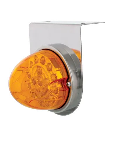 UP39618-Stainless Light Bracket With 17 LED Clear Reflector Light - Amber LED/Amber Lens