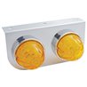 UP39790-Stainless Light Bracket With 2X 17 LED Dual Function Watermelon Lights - Amber LED/Amber Lens