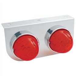 UP39791-Stainless Light Bracket With 2X 17 LED Dual Function Watermelon Lights - Red LED/Red Lens