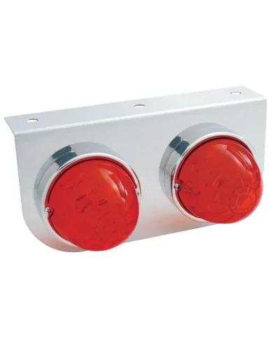 UP39791-Stainless Light Bracket With 2X 17 LED Dual Function Watermelon Lights - Red LED/Red Lens