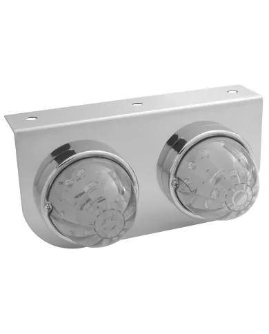 UP39792-Stainless Light Bracket With 2X 17 LED Dual Function Watermelon Lights - Amber LED/Clear Lens