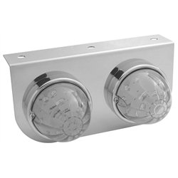 UP39793-Stainless Light Bracket With 2X 17 LED Dual Function Watermelon Lights - Red LED/Clear Lens