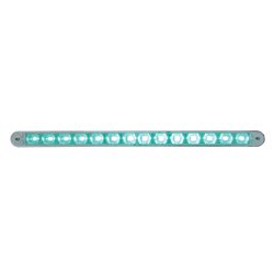UP39805-14 LED 12" Auxiliary strip Light With Bezel - Green LED/Clear Lens