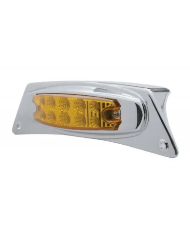 UP39872-Chrome Fender Light Bracket With 10 LED Reflector Light - Amber LED/Amber Lens