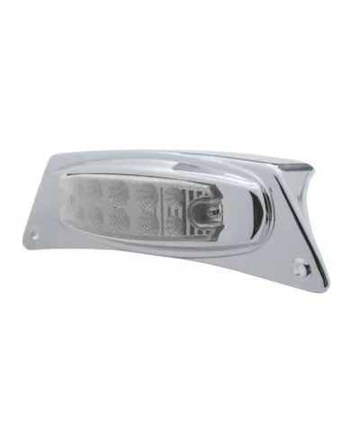 UP39873-Chrome Fender Light Bracket With 10 LED Reflector Light - Amber LED/Clear Lens