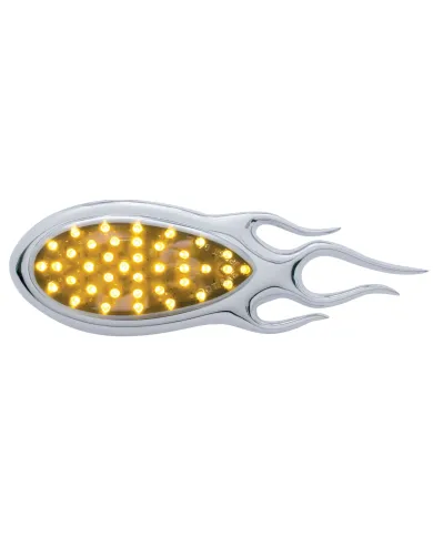 UP39897-39 LED "Inferno" Auxiliary Light With Flame Bezel - Amber LED/Chrome Lens