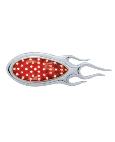 UP39898-39 LED "Inferno" Auxiliary Light With Flame Bezel - Red LED/Chrome Lens