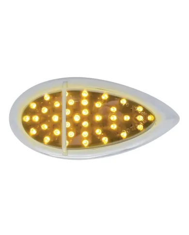 UP39947-39 LED Flush Mount "Teardrop" Turn Signal Light - Amber LED/Chrome Lens