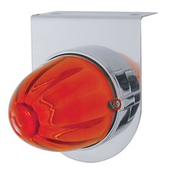 UP20478DK-Glass Watermelon Light With Stainless Steel Light Bracket Kit- Dark Amber Lens