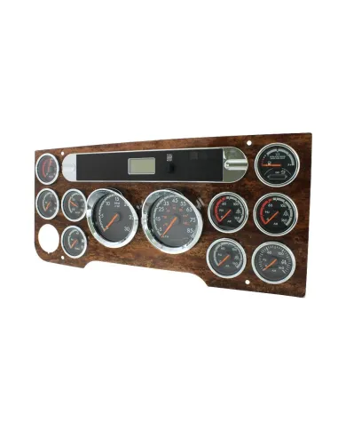UP42371-Chrome Plastic Speed/Tachometer Gauge Cover With Visor For 2008-2017 Freightliner Cascadia