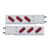 UP61300-3-3/4" Bolt Pattern SS Spring Loaded Bar With 6 Oval 10 LED Lights & Visors -Red LED & Lens (Pair)