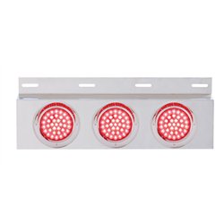 UP61702-Stainless Top Mud Flap Plate With 3X 36 LED 4" Lights & Visors - Red LED/Red Lens (Each)