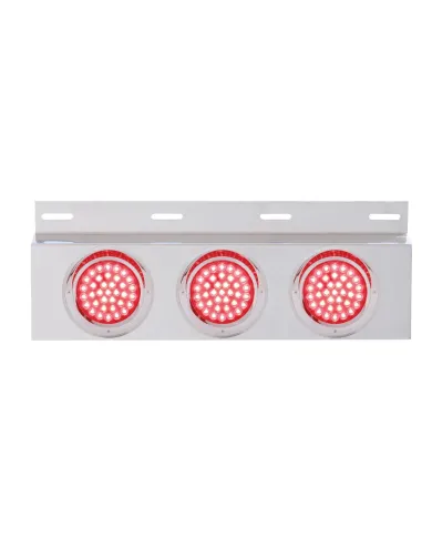 UP61702-Stainless Top Mud Flap Plate With 3X 36 LED 4" Lights & Visors - Red LED/Red Lens (Each)