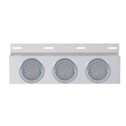 UP61703-Stainless Top Mud Flap Plate With 3X 36 LED 4" Lights & Visors - Red LED/Clear Lens (Each)