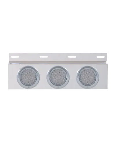 UP61703-Stainless Top Mud Flap Plate With 3X 36 LED 4" Lights & Visors - Red LED/Clear Lens (Each)