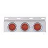 UP61704-Stainless Top Mud Flap Plate With 3X 12 LED 4" Lights & Visors - Red LED/Red Lens (Each)