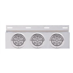 UP61705-Stainless Top Mud Flap Plate With 3X 12 LED 4" Lights & Visors - Red LED/Clear Lens (Each)
